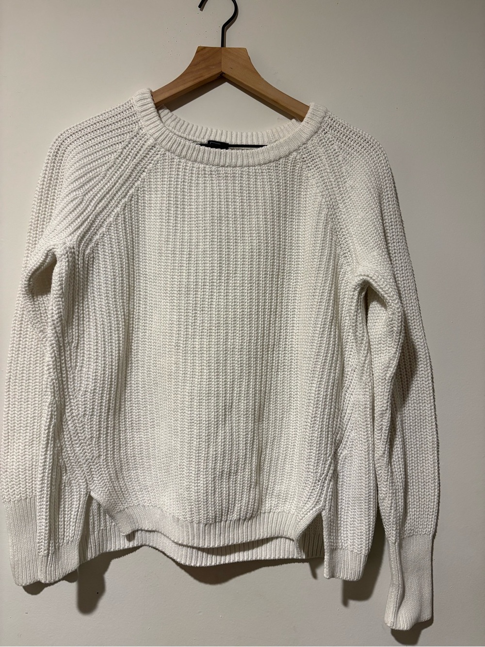 GAP 100% Cotton Chunky Knit Sweater Women M Ivory Cream High Low